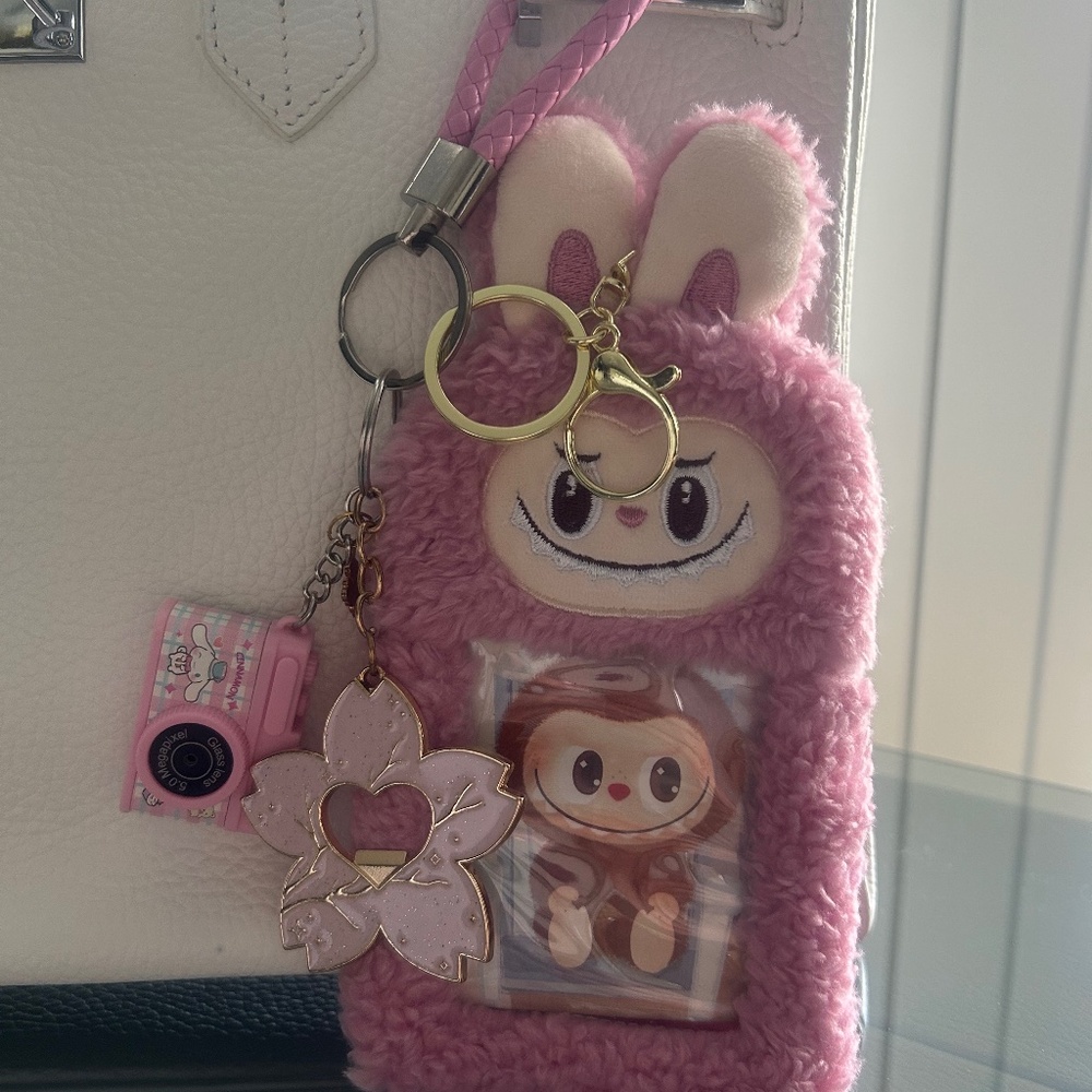Monsters Labubu plush card holder ID keeper key charms